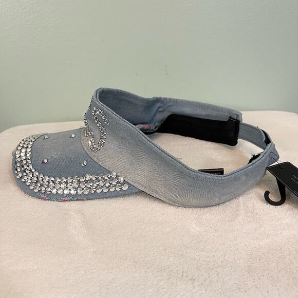 CG NEW YORK Womens BOSS Cap Golf Hat Sports Outdoor Rhinestone Cotton Blue NWT - Picture 4 of 9